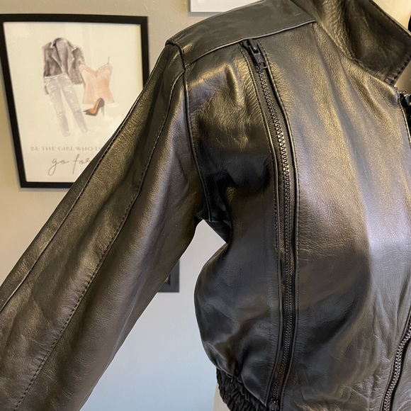 Metro 1 by Superior Vintage Black Leather Bomber Jacket Coat - Picture 5 of 15